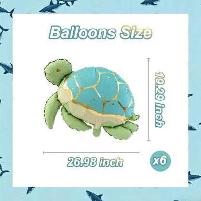 6-Piece Under-the-Sea Animal Foil Balloon Set
